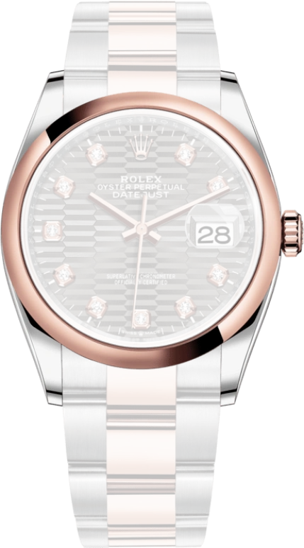 Rolex,Datejust 36 36mm,36mm,Oystersteel,Everose Gold,Grey,Automatic,Day,70hours,126201,126201-0042