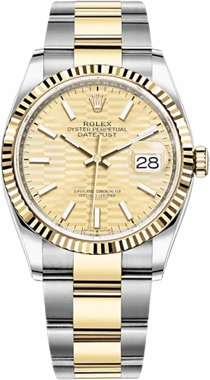 Rolex,Datejust 36 36mm,36mm,Yellow Gold,Stainless Steel,Champagne,Automatic,Day,70hours,126233,126233-0040