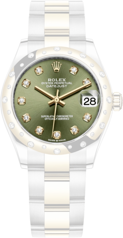 Rolex,Datejust 31 31mm,31mm,Yellow Gold,Stainless Steel,Green,Automatic,Day,55hours,278343RBR,278343RBR-0029