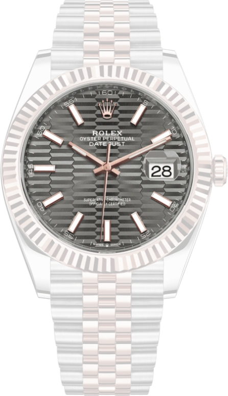 Rolex,Datejust 41 41mm,41mm,Rose Gold,Stainless Steel,Grey,Automatic,Day,70hours,126331,126331-0020