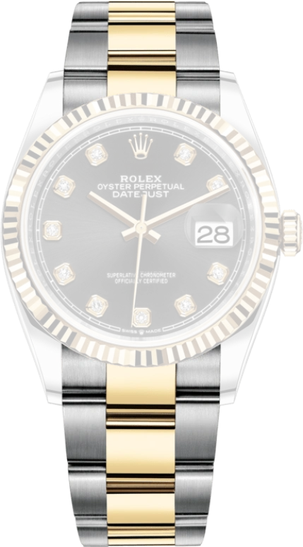 Rolex,Datejust 36 36mm,36mm,Yellow Gold,Stainless Steel,Black,Automatic,Day,70hours,126233,126233-0022