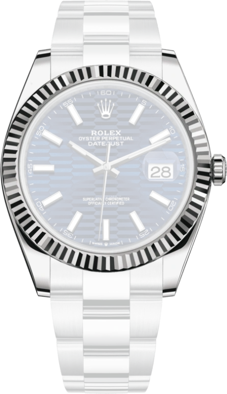 Rolex,Datejust 41 41mm,41mm,White Gold,Stainless Steel,Blue,Automatic,Day,70hours,126334,126334-0031
