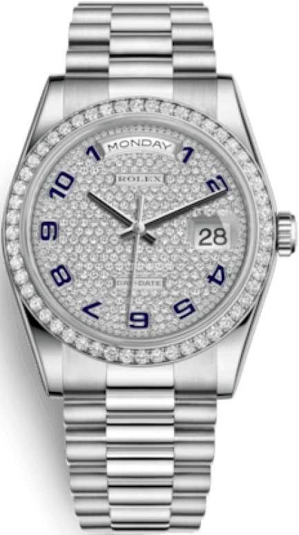 Rolex,Day-Date 36 36mm,36mm,Platinum,Silver,Automatic,Date,Day,118346,118346-0036