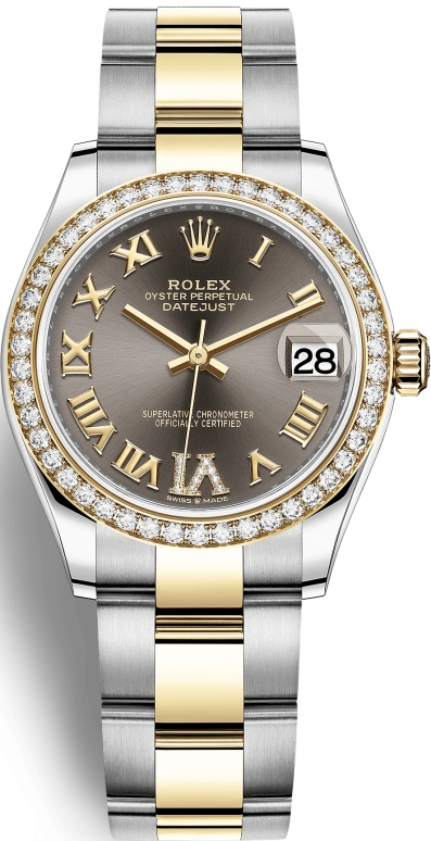 Rolex,Datejust 31 31mm,31mm,Yellow Gold,Stainless Steel,Grey,Automatic,Day,55hours,278383RBR,278383RBR-0017