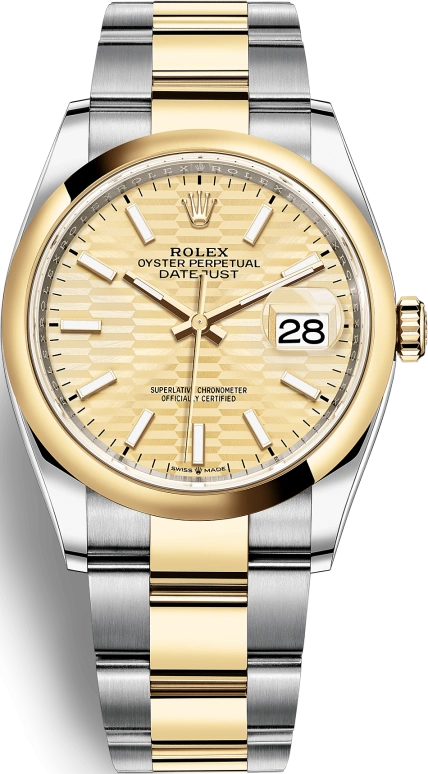 Rolex,Datejust 36 36mm,36mm,Yellow Gold,Stainless Steel,Champagne,Automatic,Day,70hours,126203,126203-0040