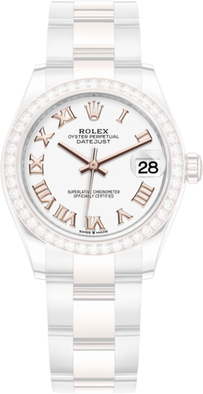 Rolex,Datejust 31 31mm,31mm,Rose Gold,Stainless Steel,White,Automatic,Day,55hours,278381RBR,278381RBR-0003