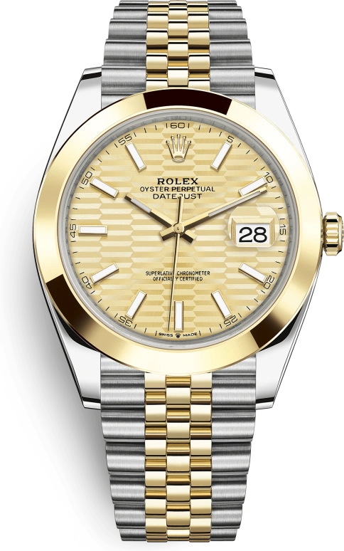 Rolex,Datejust 41 41mm,41mm,Yellow Gold,Stainless Steel,Champagne,Automatic,Day,70hours,126303,126303-0022