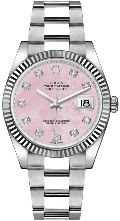 Rolex,Datejust 36 36mm,36mm,White Gold,Stainless Steel,Pink,Automatic,Day,48hours,116234,116234-0150