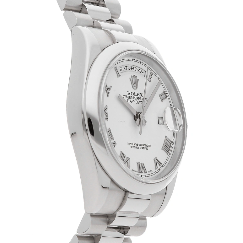 Rolex,Day-Date 36 36mm,36mm,Platinum,White,Automatic,Date,Day,118206,118206-0041