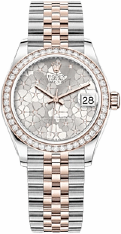Rolex,Datejust 31 31mm,31mm,Rose Gold,Stainless Steel,Silver,Automatic,Day,55hours,278381RBR,278381RBR-0032