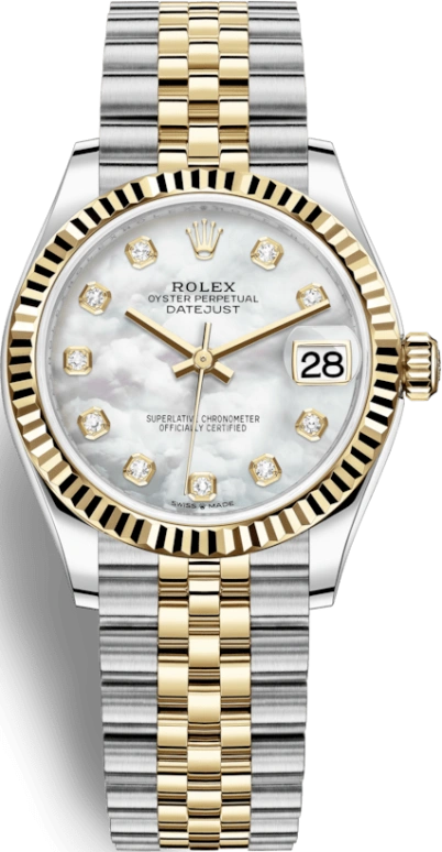 Rolex,Datejust 31 31mm,31mm,Yellow Gold,Stainless Steel,White,Automatic,Day,55hours,278273,278273-0028