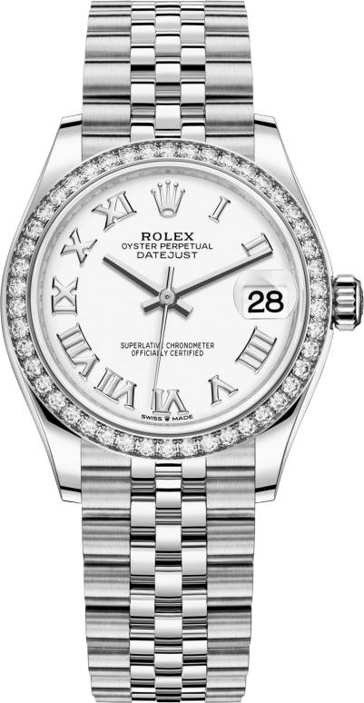 Rolex,Datejust 31 31mm,31mm,White Gold,Stainless Steel,White,Automatic,Day,55hours,278384RBR,278384RBR-0014