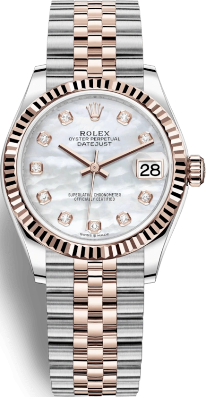 Rolex,Datejust 31 31mm,31mm,Rose Gold,Stainless Steel,White,Automatic,Day,55hours,278271,278271-0026