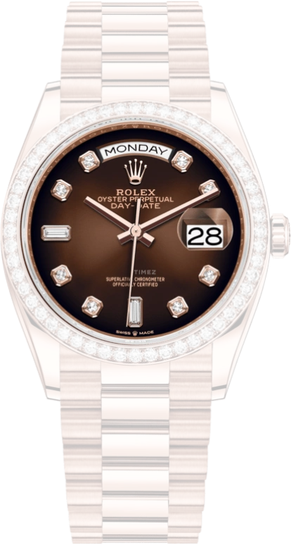 Rolex,Day-Date 36 36mm,36mm,Rose Gold,Brown,Automatic,Date,Day,128345RBR,128345RBR-0040