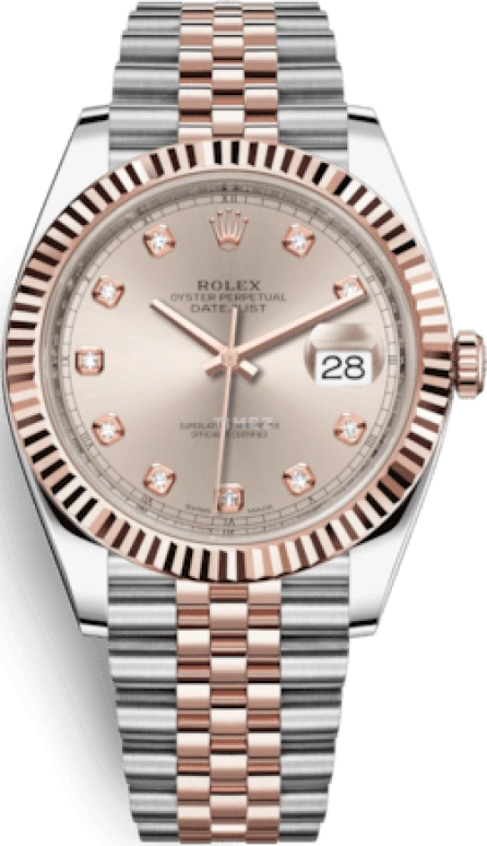 Rolex,Datejust 41 41mm,41mm,Rose Gold,Stainless Steel,Pink,Automatic,Day,70hours,126331,126331-0008