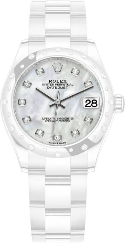 Rolex,Datejust 31 31mm,31mm,White Gold,Stainless Steel,White,Automatic,Day,55hours,278344RBR,278344RBR-0005