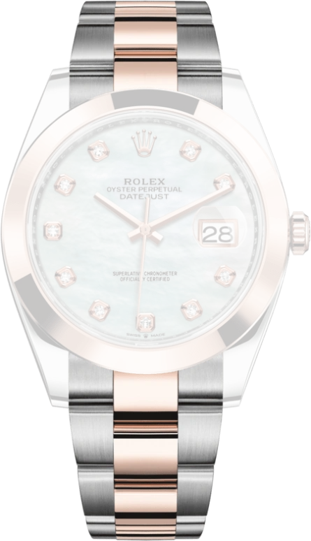 Rolex,Datejust 41 41mm,41mm,Rose Gold,Stainless Steel,White,Automatic,Day,70hours,126301,126301-0013