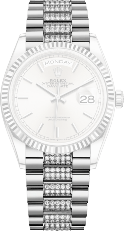 Rolex,Day-Date 36 36mm,36mm,White Gold,Silver,Automatic,Date,Day,128239,128239-0025