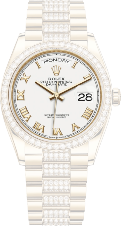 Rolex,Day-Date 36 36mm,36mm,Yellow Gold,White,Automatic,Date,Day,128348RBR,128348RBR-0043