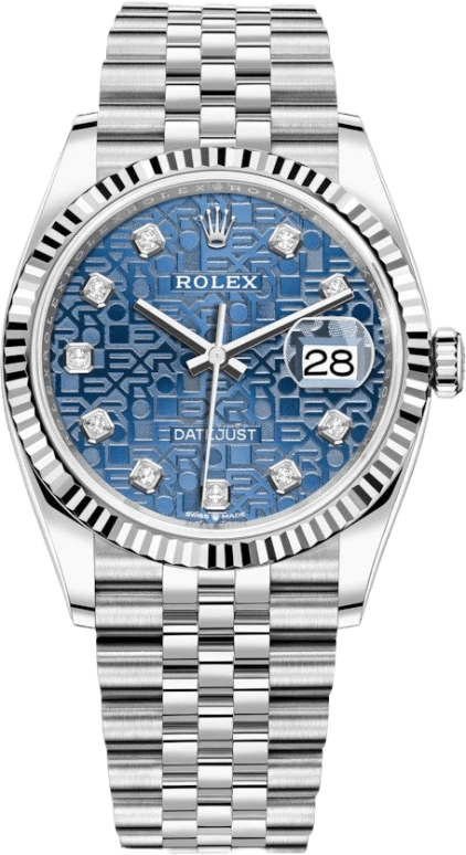 Rolex,Datejust 36 36mm,36mm,White Gold,Stainless Steel,Blue,Automatic,Day,70hours,126234,126234-0011