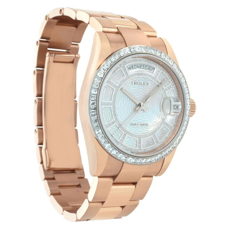 Rolex,Day-Date 36 36mm,36mm,Rose Gold,Silver White,White,Automatic,Date,Day,118395BR