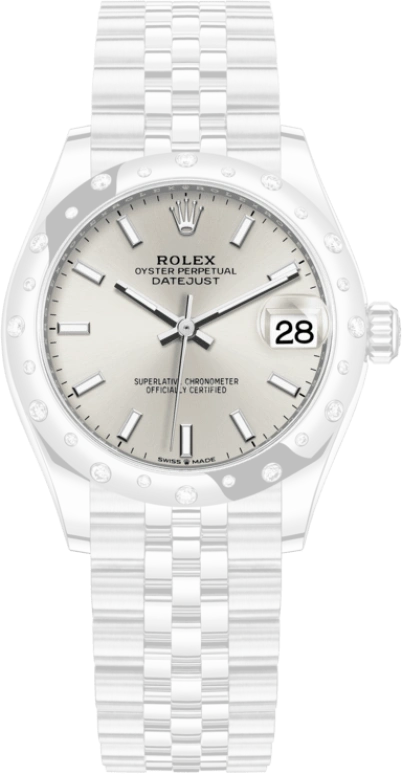 Rolex,Datejust 31 31mm,31mm,White Gold,Stainless Steel,Silver,Automatic,Day,55hours,278344RBR,278344RBR-0014
