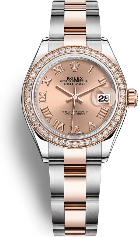 Rolex,Lady-Datejust 28mm,28mm,Rose Gold,Stainless Steel,Pink,Automatic,Day,55hours,279381RBR,279381RBR-0026