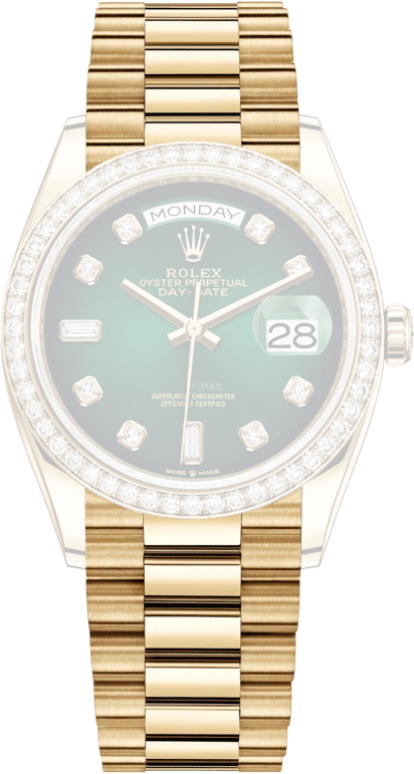 Rolex,Day-Date 36 36mm,36mm,Yellow Gold,Green,Automatic,Date,Day,128348RBR,128348RBR-0035