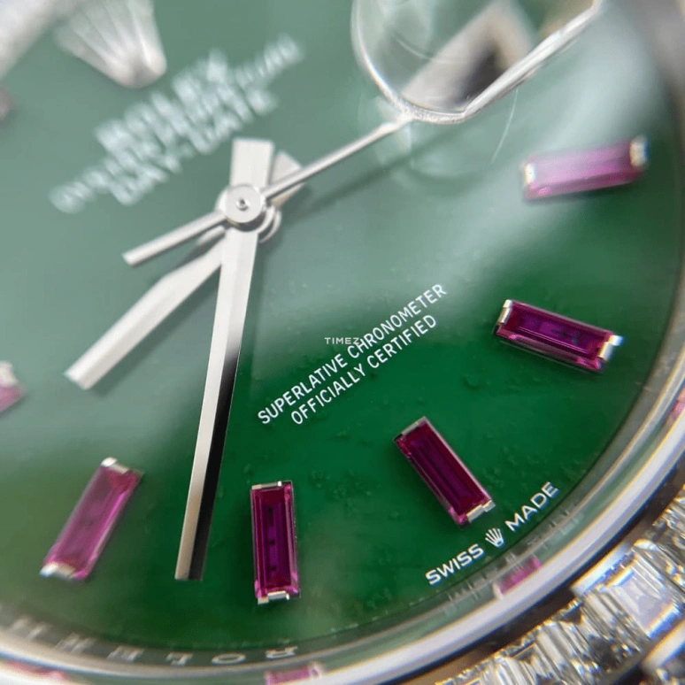 Rolex,Day-Date 36 36mm,36mm,White Gold,Green,Automatic,Date,Day,128459TBR