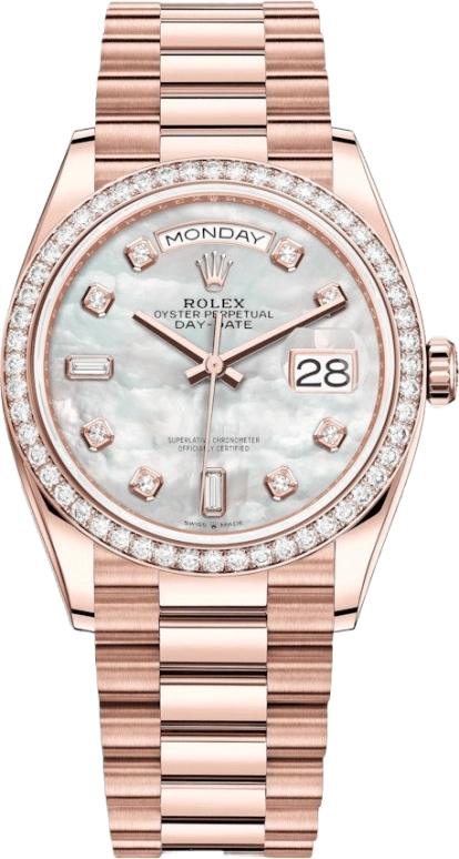 Rolex,Day-Date 36 36mm,36mm,Rose Gold,White,Automatic,Date,Day,128345RBR,128345RBR-0028