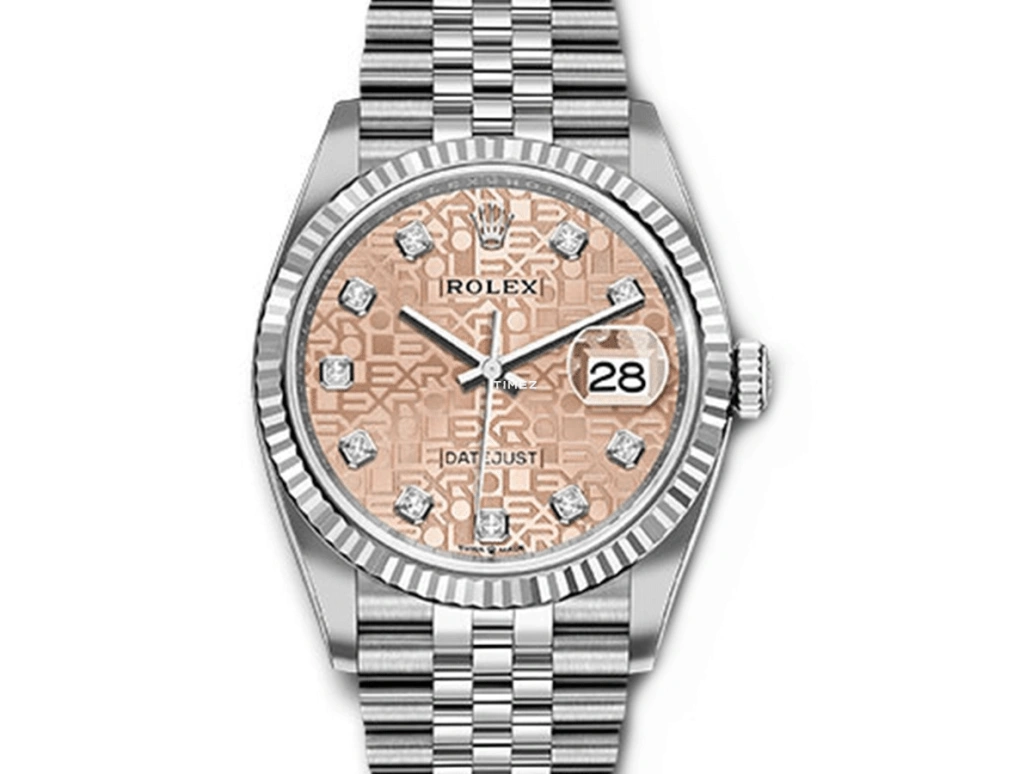 Rolex,Datejust 36 36mm,36mm,White Gold,Stainless Steel,Pink,Automatic,Day,70hours,126234,126234-0023