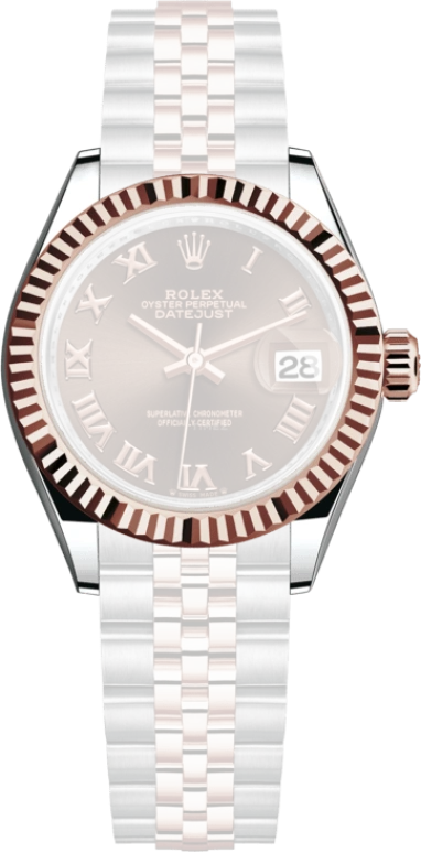 Rolex,Lady-Datejust 28mm,28mm,Rose Gold,Stainless Steel,Brown,Automatic,Day,55hours,279171,279171-0009