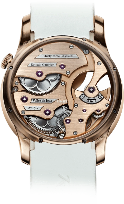 Romain Gauthier,Heritage 39.50mm,39.50mm,Red Gold,White,Rose Gold,Automatic,80hours,In-house Caliber,MON00350