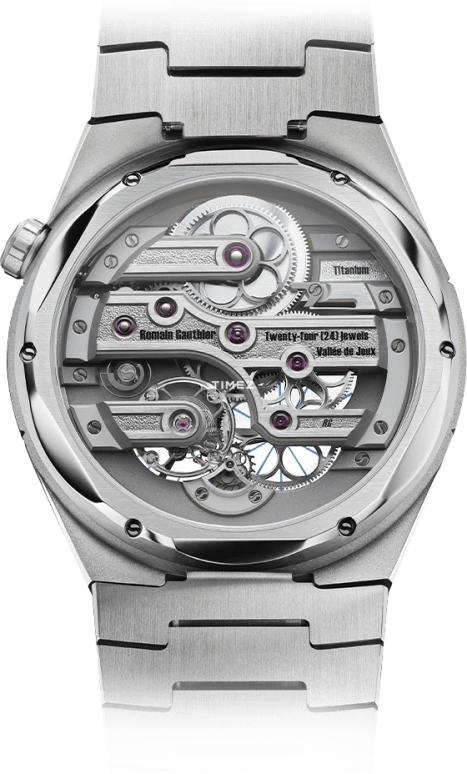 Romain Gauthier,Freedom 41x47.80mm,41x47.80mm,Titanium,Black,Silver,Handwound,60hours,In-house Caliber,MON00584