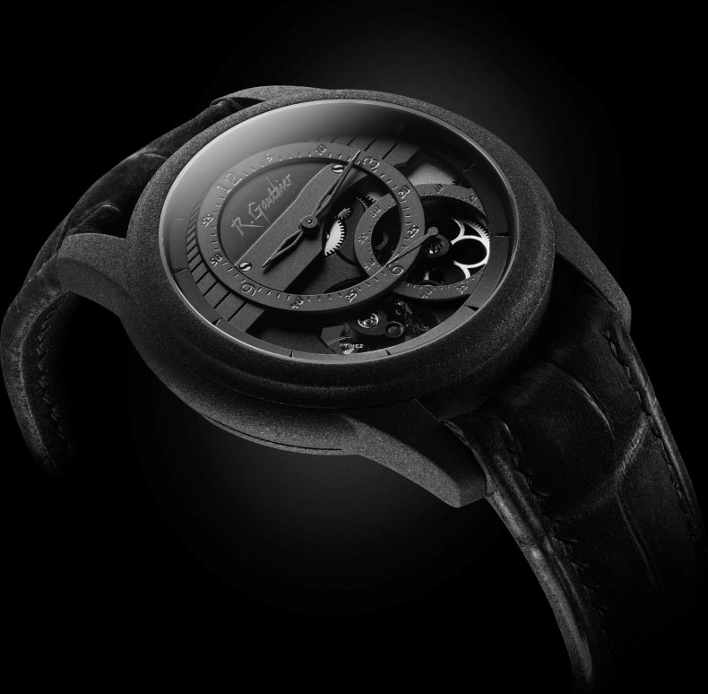 Romain Gauthier,Prestige HMS 43mm,43mm,Titanium,Black,Handwound,Power Reserve Indicator,60hours,MON00084