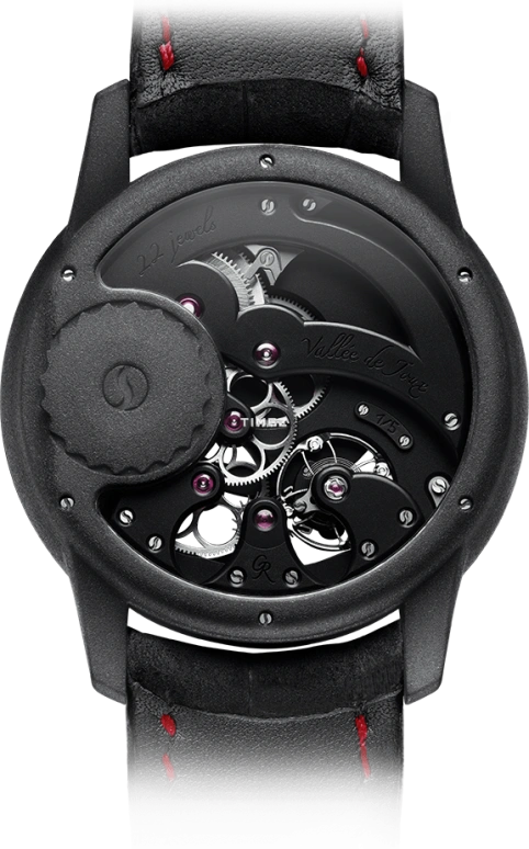 Romain Gauthier,Prestige HMS 43mm,43mm,Titanium,Black,Red,Handwound,Power Reserve Indicator,60hours,MON00085
