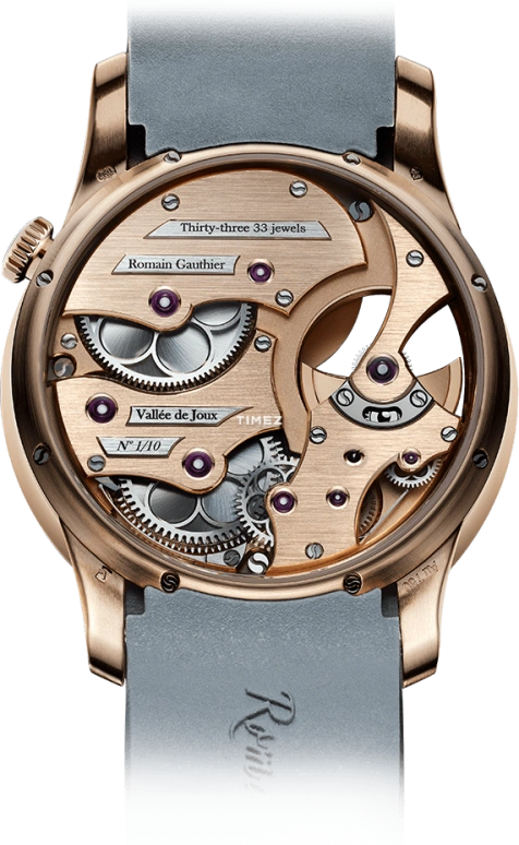 Romain Gauthier,Heritage 39.50mm,39.50mm,Red Gold,Black,Rose Gold,Automatic,80hours,In-house Caliber,MON00340