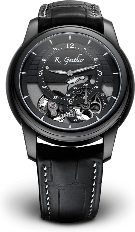 Romain Gauthier,Prestige HMS 43mm,43mm,Titanium,Black,Handwound,Power Reserve Indicator,60hours,MON00080