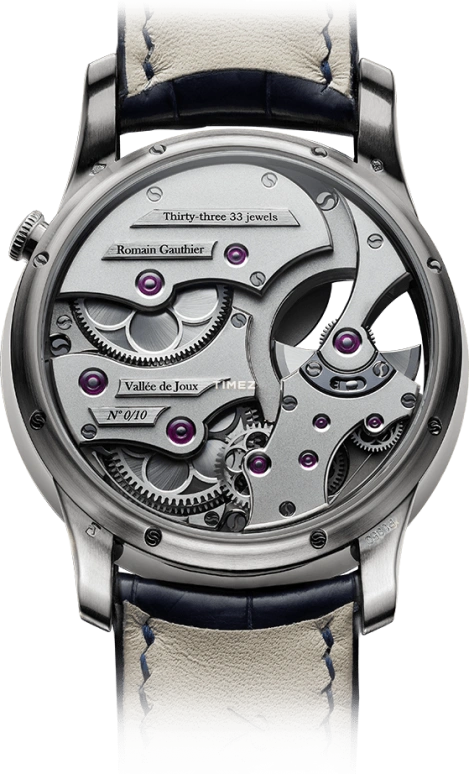 Romain Gauthier,Heritage 39.50mm,39.50mm,Platinum,Silver,Blue,Automatic,80hours,In-house Caliber,MON00305