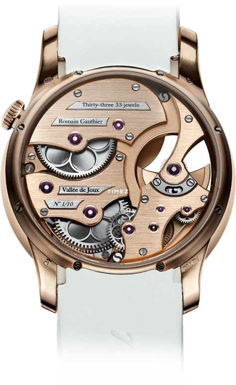 Romain Gauthier,Heritage 39.50mm,39.50mm,Red Gold,Rose Gold,White,Automatic,80hours,In-house Caliber,MON00335