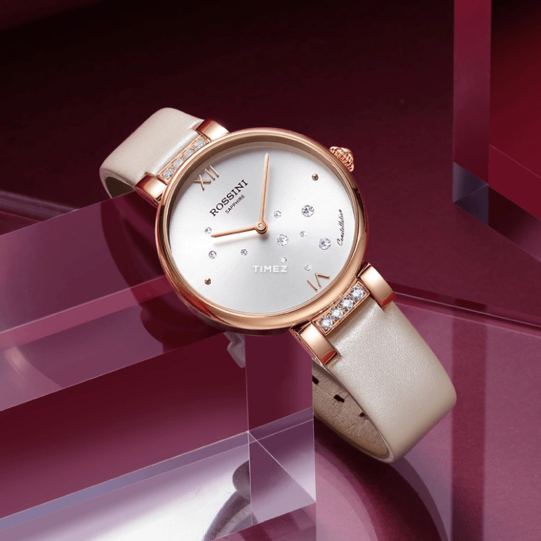 Rossini,Elegance 33mm,33mm,Stainless Steel,Silver White,Spring Drive,Sapphire,Crystal Glass,Round,5858G01B