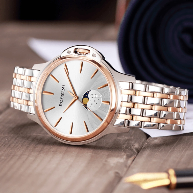 Rossini,Medal 42mm,42mm,Stainless Steel,Rose Gold,Silver,Quartz,Moonphase,Sapphire,5743T01A