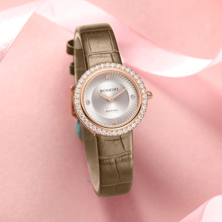 Rossini,Elegance 28mm,28mm,Stainless Steel,Rose Gold,Silver White,Quartz,Sapphire,Glass,Round,5636G01B