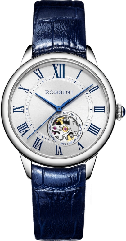 Rossini,Blue Jazz 32mm,32mm,Stainless Steel,Silver White,Automatic,Sapphire,Crystal Glass,Round,5902W01C