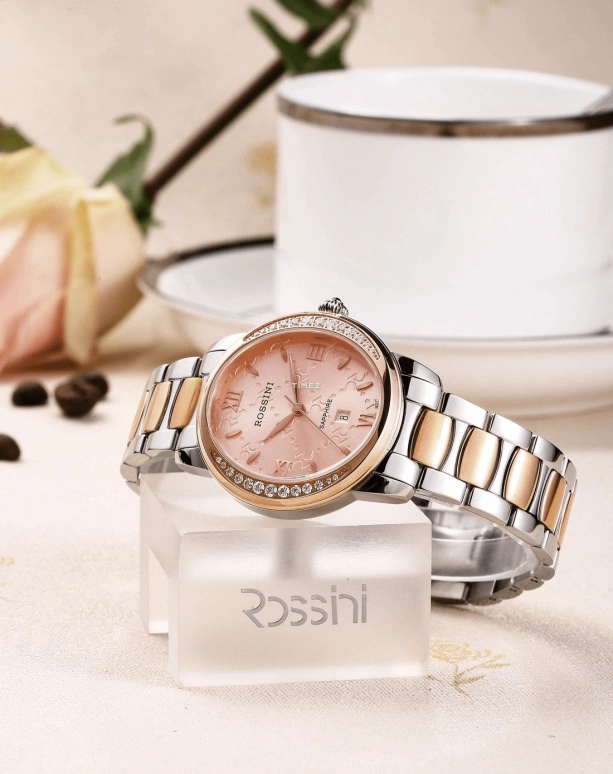 Rossini,Other 34mm,34mm,Stainless Steel,Rose Gold,Quartz,Day,Sapphire,Crystal Glass,5466T09C