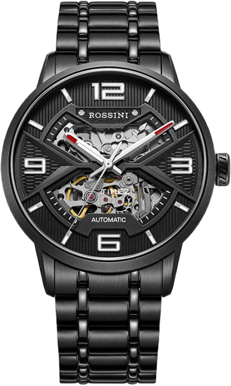 Rossini,Personage 42mm,42mm,Stainless Steel,Black,Skeleton,Automatic,Sapphire,Round,519931B04A
