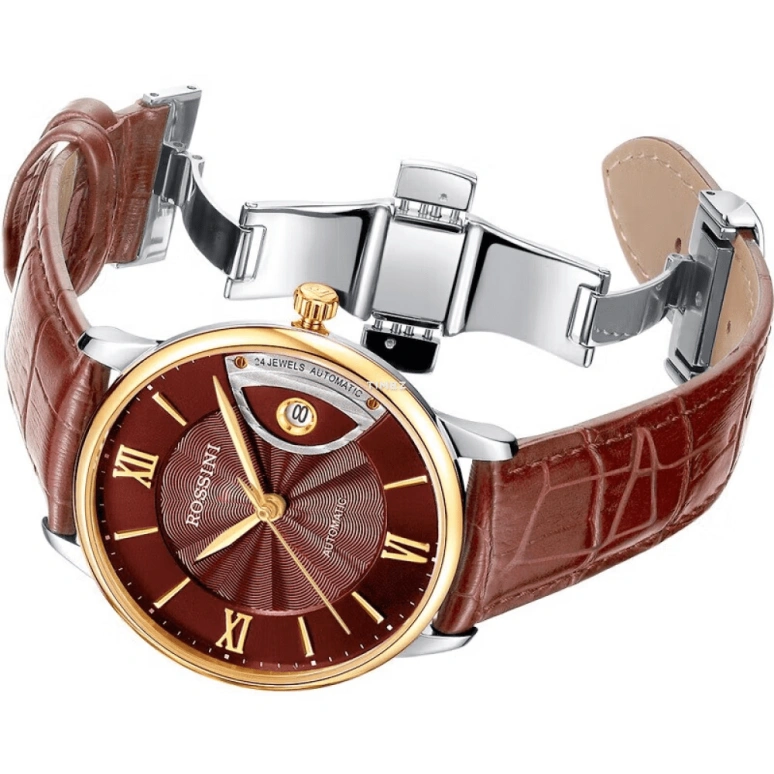 Rossini,Silk 40mm,40mm,Stainless Steel,Rolesor,Coffee,Automatic,Day,Sapphire,6715T07E