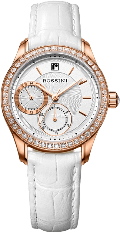 Rossini,Elegance 32mm,32mm,Stainless Steel,White,Quartz,Day,Dule Time,5616G01B