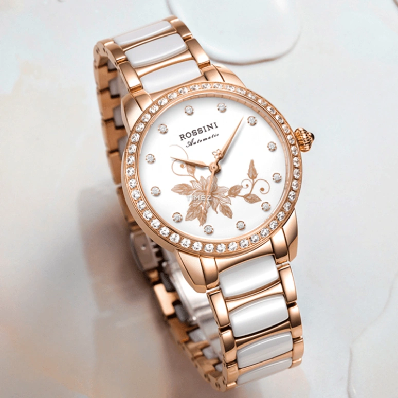Rossini,Elegance 34mm,34mm,Stainless Steel,Rose Gold,White,Quartz,Sapphire,Round,5722G01E
