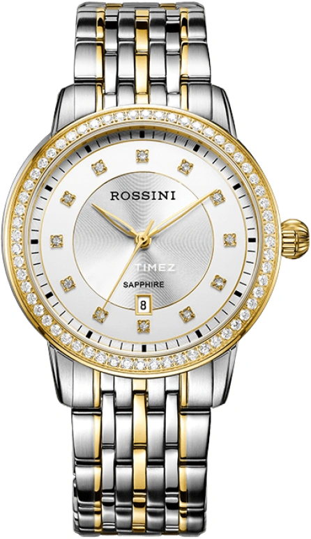 Rossini,Silk 40mm,40mm,Stainless Steel,Rolesor,White,Quartz,Day,Sapphire,Glass,5683T01C